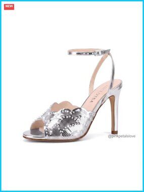 Peep Toe Stiletto Heeled Sandals Adjustable Ankle Strap Formal Dress Shoes